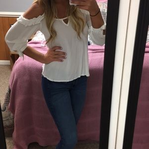 White Hollister Cold Shoulder Top